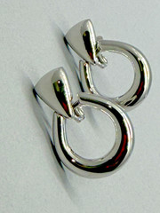 Vintage Monet Silver Tone Door Knocker High Polish Silver Tone Earrings 1.50″