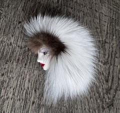 Vintage 80’s Y2K Art Deco Style Lady Profile Brooch Fur Mohawk Face Eyeliner