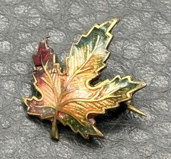 Vintage Maple Leaf Enamel Small Lapel Pin Multicolor Gold Tone C Clasp Canada
