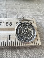 Beau Sterling Silver St. Christopher Guide Religious Medal Pendant, Charm, Round