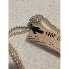 Vintage Sarah Coventry Faux Pearl Necklace Double Strand Rhinestone Clasp