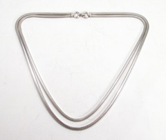 Vintage Forstner USA Sterling Silver Square Snake Chain Choker Necklace 15-3/4″
