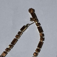 Weiss 15″ Choker Necklace Gold Amber Brown Color Crystal Rhinestone Vintage
