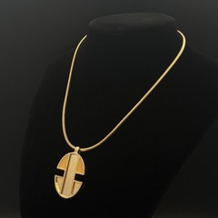 LANVIN PARIS Vintage Gold color Pendant Necklace From Japan