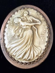 7 Vintage Unique Cameo Pins & Clips Plastic, Stone, Glass