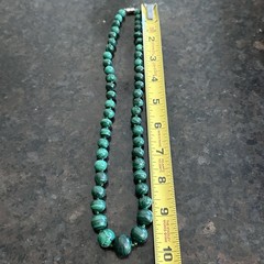 Vintage Genuine Natural Malachite Graduated Bead 20” Necklace 93g