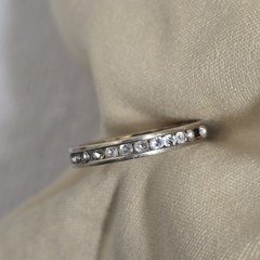 Vintage 1990s 925 Sterling Silver Gold Plated Eternity Band Ring Size 6.25 1.70g