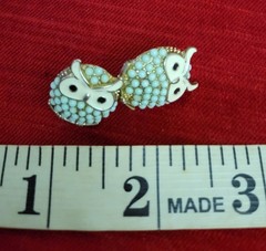 Vintage Clip On Owl Earrings