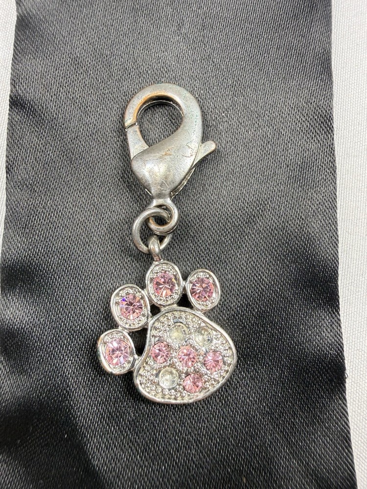 Pink Cat Dog Paw Rhinestone Collar Charm