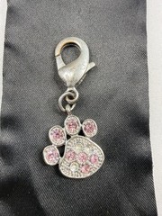 Pink Cat Dog Paw Rhinestone Collar Charm