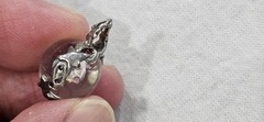 Antique Vintage Crystal Orb W/ Minerals Moon Star & More Sterling Bead Pendant