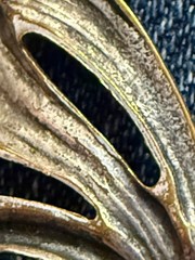Vtg Art Nouveau Lily Flower Large St Anthony Religious Silver Copper Oval Brooch