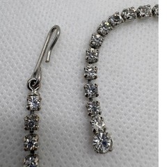 Vintage Black and Clear Rhinestone Necklace Silver Tone 15.5 Inch J-Hook Clasp