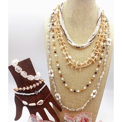 Vintage Boho Beach Curated Lot of 4 Necklaces 4 Bracelets Summer Vacation Set