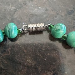 Vintage Genuine Natural Malachite Graduated Bead 20” Necklace 93g