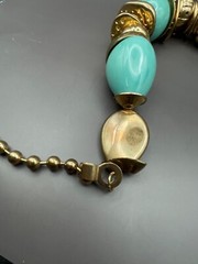 Necklace Turquoise Color Metal Beads Discs Chunky 80s Choker Necklace Signed