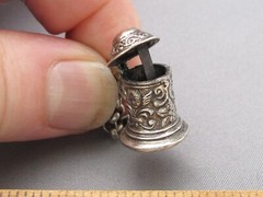 Vintage STERLING TANKARD CHARM on CHAIN-Working Lid