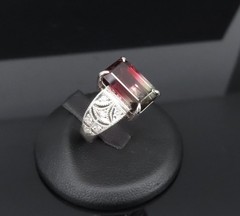 7.16ct Intense Watermelon Tourmaline & 0.15ct Diamond Platinum Ring, Size 7
