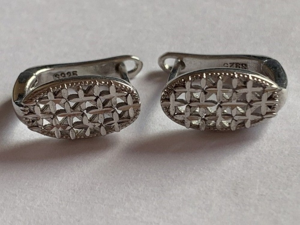 Vintage Earrings 925 Sterling Silver Weight 3.1g Rh plated Ukrainian jewelry Art