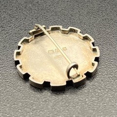 Sterling Aesthetic Brooch Hand-Engraved Ivy Leaves Birmingham 1885 WCM Signed