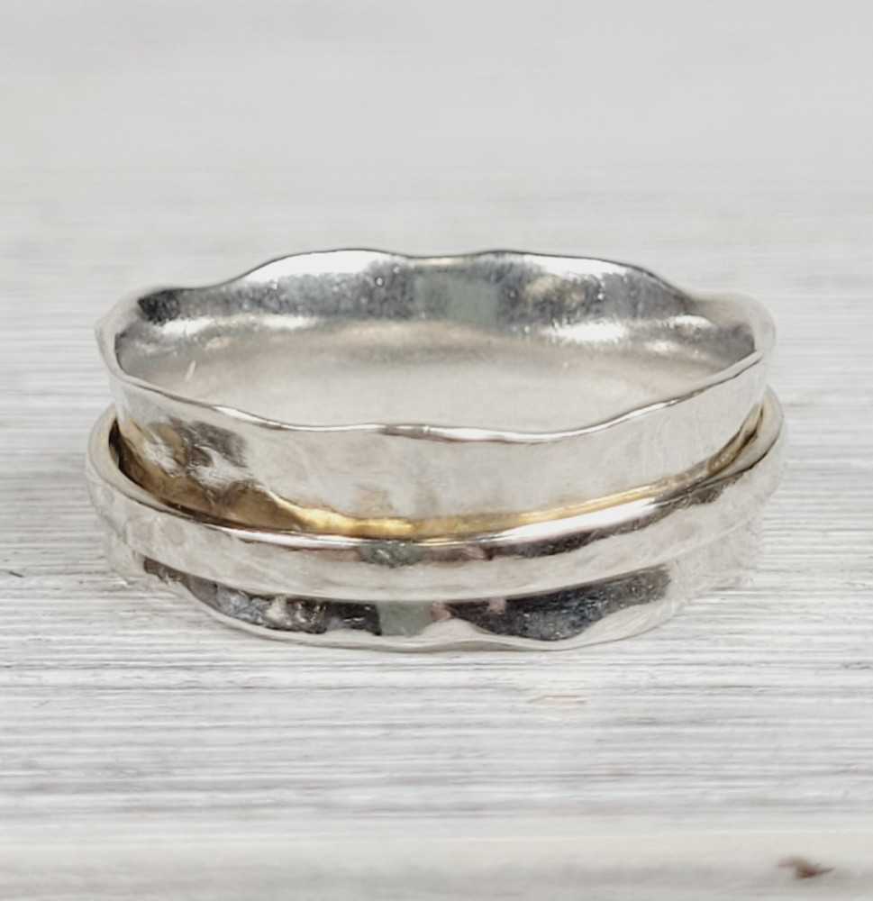 VINTAGE HAMMERED SPINNER BAND STERLING SILVER 925 RING SZ 7 SOUTHWEST PRETTY