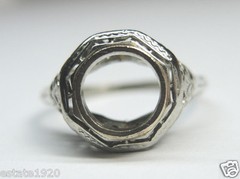 Antique Belais Art Deco Setting 14K White Gold Mounting Mount Hold-7.2-7.3MM