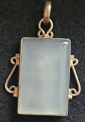 VINTAGE STUNNING STERLING SILVER OPALITE GEMSTONE PENDANT SIGNED 925