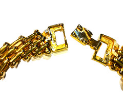 Vintage Dramatic Carole Lee Designer 1980 Gold Tone Lattice Link Signed Necklace