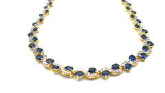 Vintage Sapphire & Diamond Necklace – 18K Gold Plated, 18” Luxury Jewelry