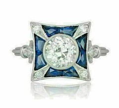Art Deco Vintage Style 2.9Ct Lab-Grown Diamond Engagement 14K White Gold FN Ring