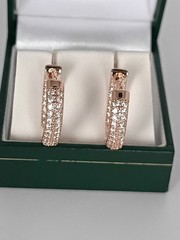 Vintage 1990-s 14 Ct Rolled Gold Large Solid Zircons Earrings-Hallmarked 585 RG
