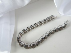 Sterling Silver 925 Natural 8mm Smoky Quartz Large Gemstone Tennis Bracelet 7.5″