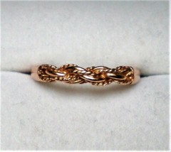 Vintage European Solid 14K 585 Rose Pink Gold Twisted Rope Design Band Ring 14kt