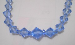 Vintage Sky Blue Bi Cone Faceted Crystal Bead Necklace 15.5″