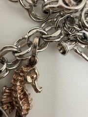 Sterling Silver Charm Bracelet Vintage Mixed Charms Heart Seahorse Cheer 30g U4