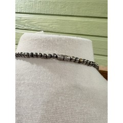 Vintage Industrial Silver Tone Ribbed Snake Chain Barrel Clasp Necklace