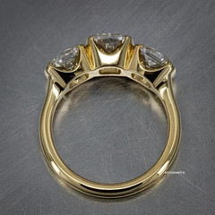 1.50Ct Cushion Cut Diamond Three Stone Engagement Ring 14K Yellow Gold Plated