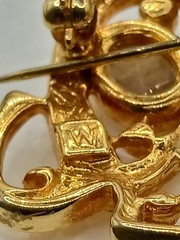 Vintage Weingeroff Goldtone Scarab Elephant Brooch Egyptian Revival, Good Luck