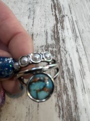 Bohemian Vintage Circular Imitation Turquoise & Moonstone Ring