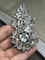 50. Vintage EISENBERG ORIGINAL SILVER TONE FUR SCARF Pin Brooch Dress Clip 3 1/8