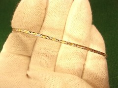 GORGEUOS LADY’S RHODIUM & GOLD PLATED STERLING SILVER “TINY PANEL LINK” BRACELET