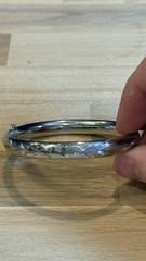 Vintage Etched Sterling Silver Bangle Victorian Style About 7 Inches Signed