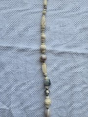 Vintage Stone And Carved Bovine Bone Beaded Necklace 32″
