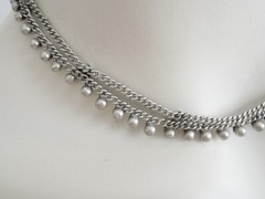 Necklace Silver Tone Heart Applications Balls Oriental 26.1 g/Approx. 39 cm