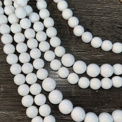 Vintage MCM White 7 Strand Chunky Statement Necklace BIB 30in Long Acrylic Beads