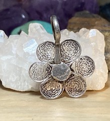 VTG Sterling Silver 3D Lace Filigree Rose Flower Pendant 1.25” AN823-30 N