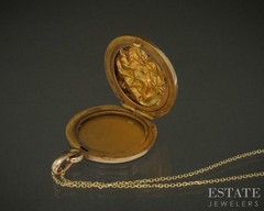 Antique 14k Yellow Gold Dimensional Lion Locket Necklace 9g 20″L p23856