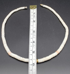 Vintage White & Pink Graduated Heishi Puka Shell Beaded Necklace 15.5 in