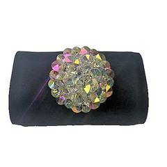 Vintage Signed VENDOME Aurora Borealis AB Rhinestone Dome Brooch Silver Tone