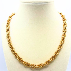 Vintage Napier Gold Tone Textured Rope Link Chain Necklace 18″ Signed